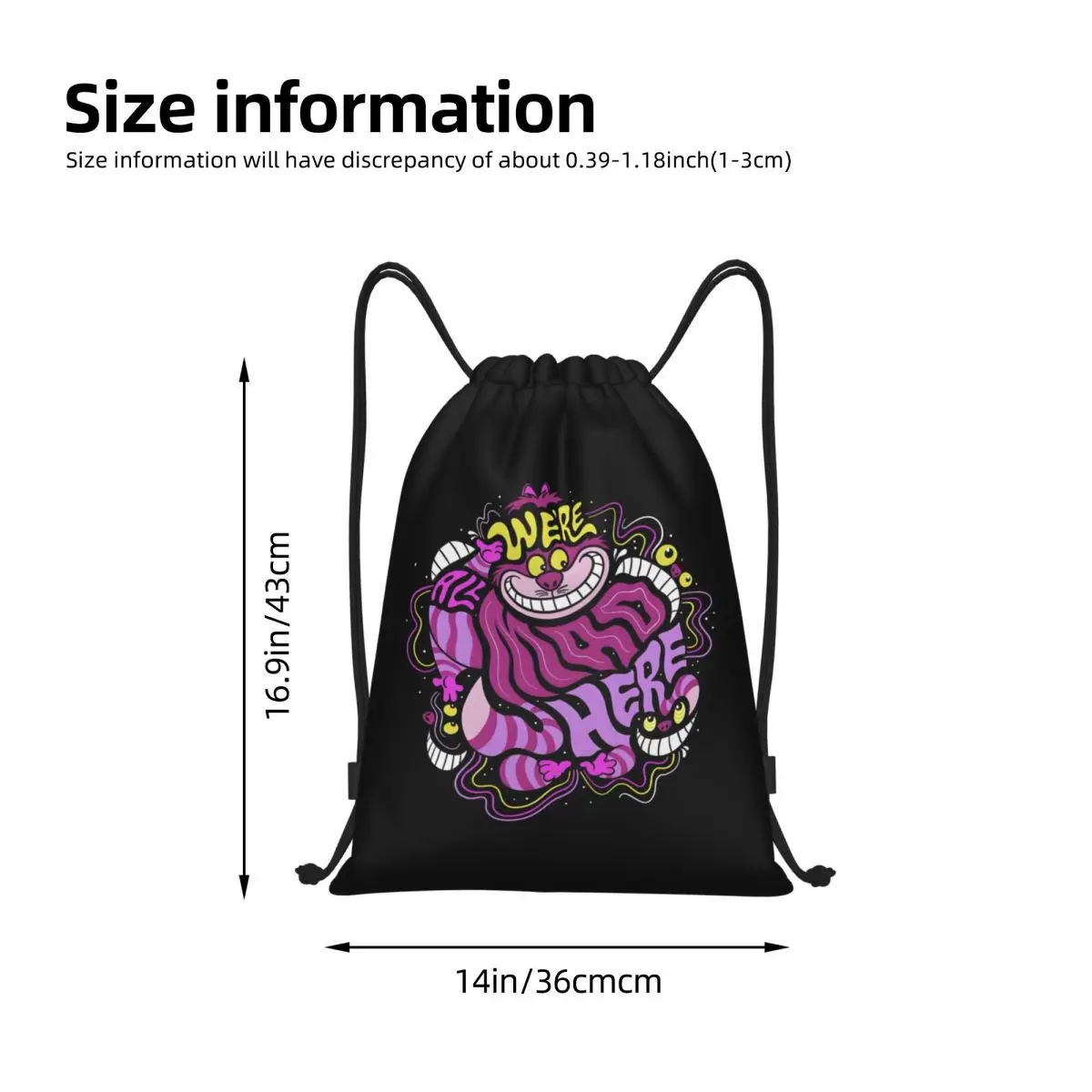 Sac à cordon de chat de Cheshire personnalisé pour l'entraînement sacs à dos de Yoga hommes femmes chat souriant sac à dos de sport