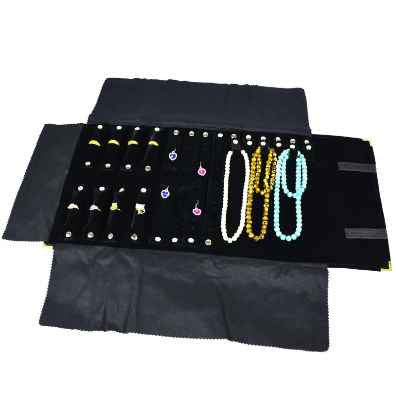 

Jewelry Bag Multi-functional Accessory Black Velvet Jewelry Storage Bag Ornament Ring Necklace Stud Collection Bag Set