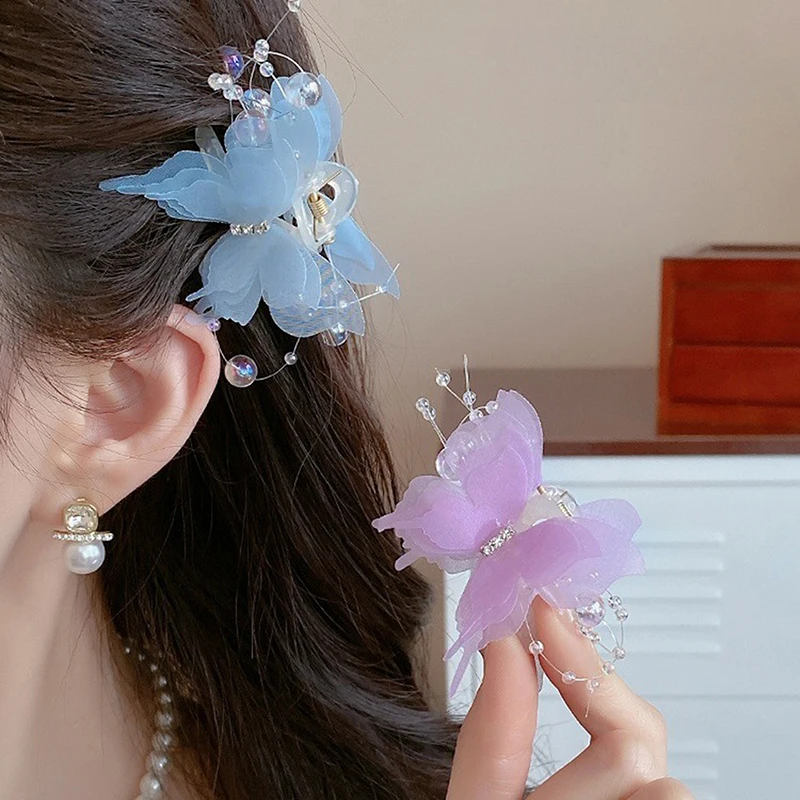 Tulle Butterfly Hair Clip For Women Girls Colorful Hairpin Side Clip Sweet Cute Butterfly Barrette Hair Accessories