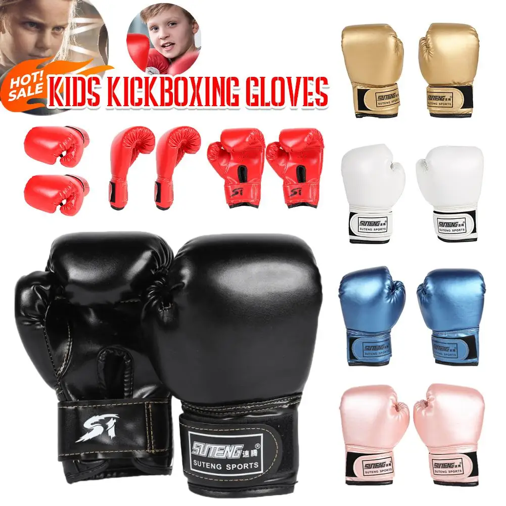 

1Pair Kids Boxing Gloves PU Leather Training Gloves Breathable Kickboxing Gloves Taekwondo Mitts for Punching Bag