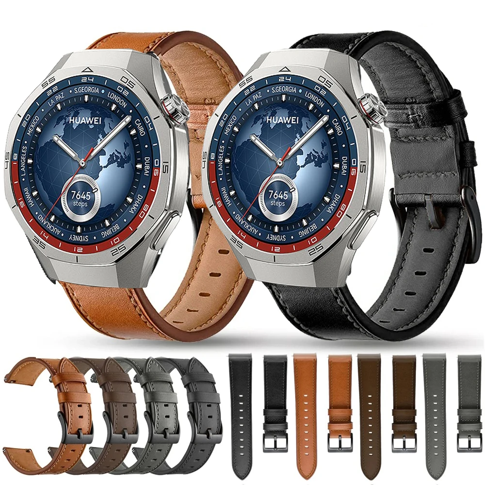 Leather Strap Watchband for Huawei Watch GT 5 Pro 46mm Smart Wriststrap Quick Releas Bracelet for Huawei GT5 46mm Accessories