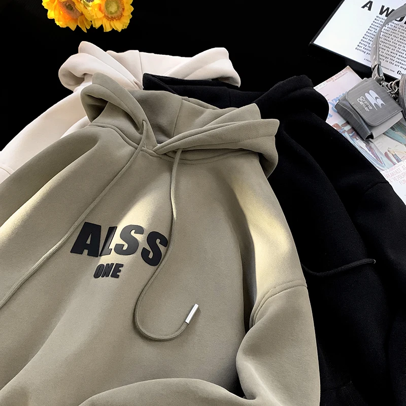 

Мужское худи оверсайз из плотной ткани, свободного кроя, повседневное, спортивное, в американском стиле, осенне-зимнее, модное, с принтом, не требует глажки