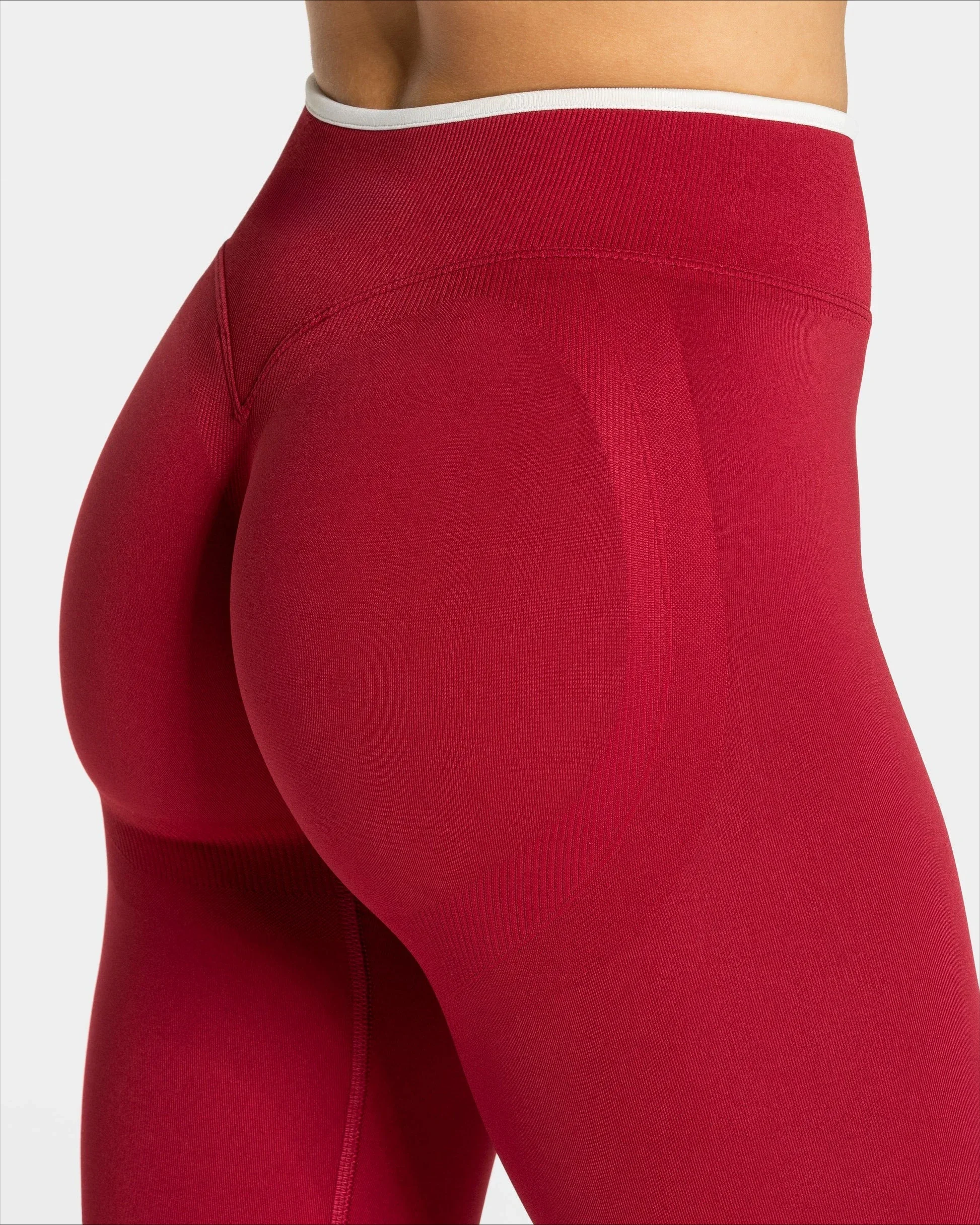 Nahtlose Sport-Leggings für Damen, weißer Rand, Taille, eng, hohe Taille, Hüftheben, Yoga-Hose, Fitnessstudio, Lauftraining, einfarbige Hose – Detail 23