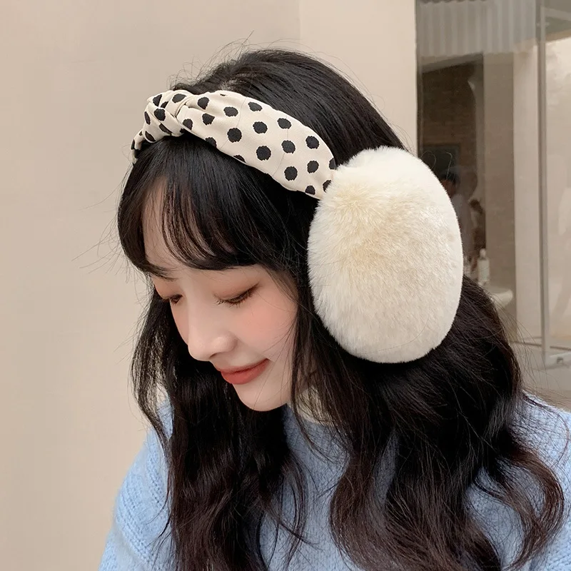 Dot Fashion Warm Earmuffs Cute Plush Fur Headphones Fashion Unisex Ear Warmer Solid Color Girls Headband Ear Muff Ear Cover