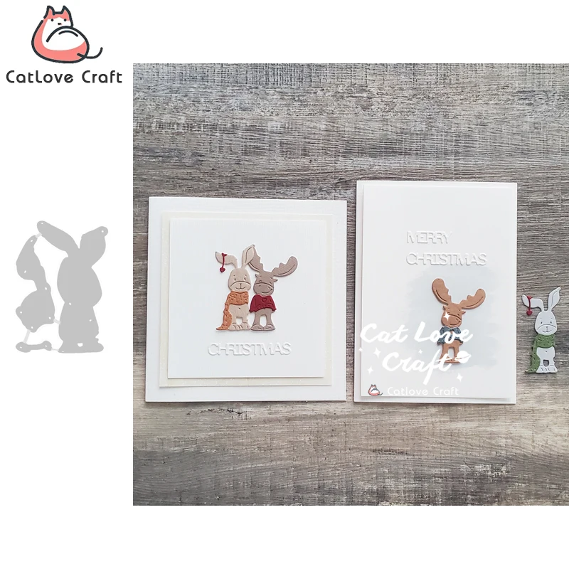 Catlove Weihnachts-Kaninchen-Hirsch Metall-Stanzformen Scrapbooking-Schablone Stanzwerkzeug für Kartenherstellung DIY-Handwerk Prägung Neue Stanzformen