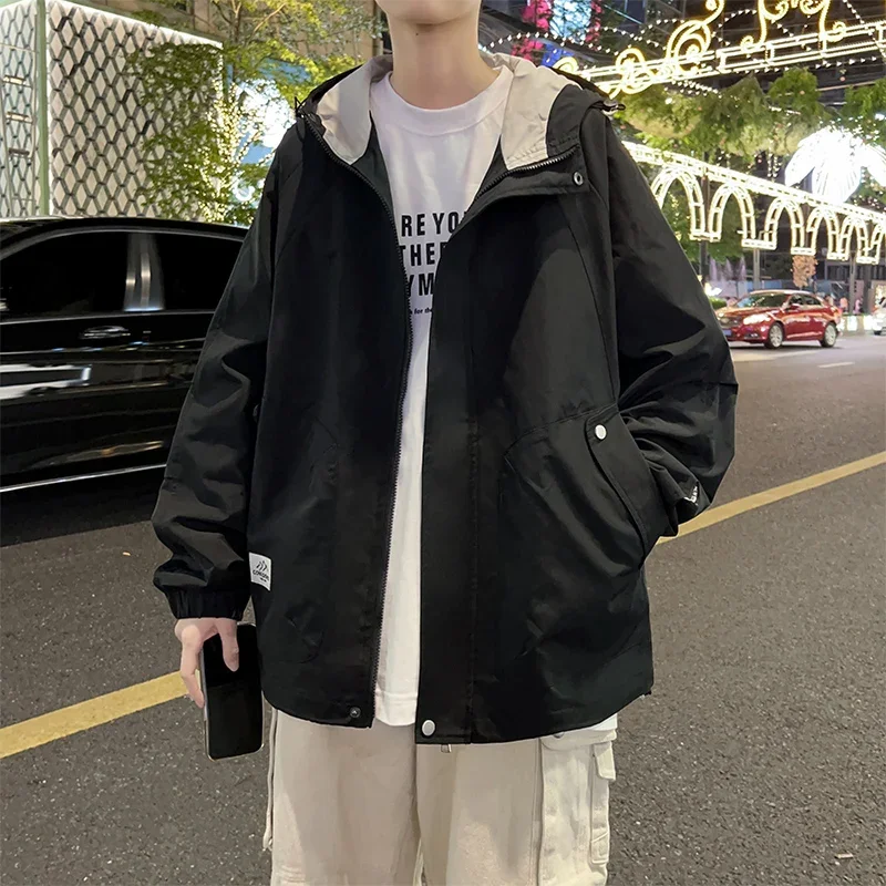 

Уличная куртка, модная повседневная мужская одежда, ветрозащитная качественная куртка Roupas Masculinas, дышащая удобная молния с капюшоном, хит продаж