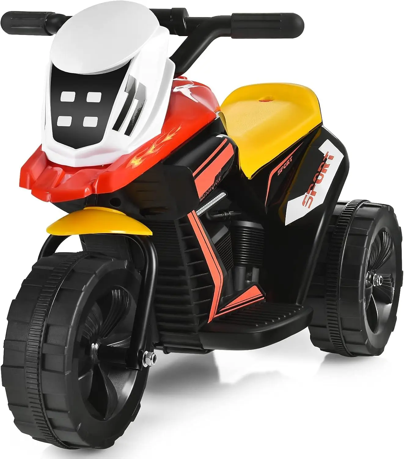 Moto de 6 V, motor eléctrico para niños con pedal, música, bocina, avance/trasero, triciclo de juguete con batería de 3 ruedas