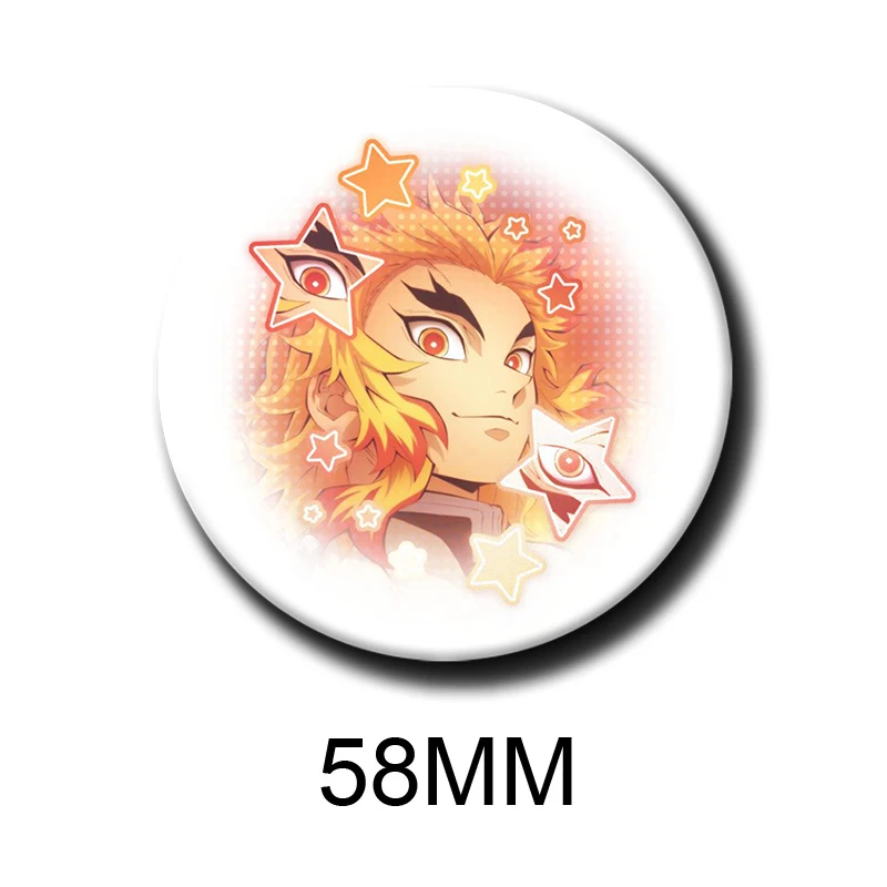 58mm Cartoon Character Rengoku Kyoujurou Soft Button Pin Demon Anime Brooch Creative Badge for Backpack Clothes Decoration Gift