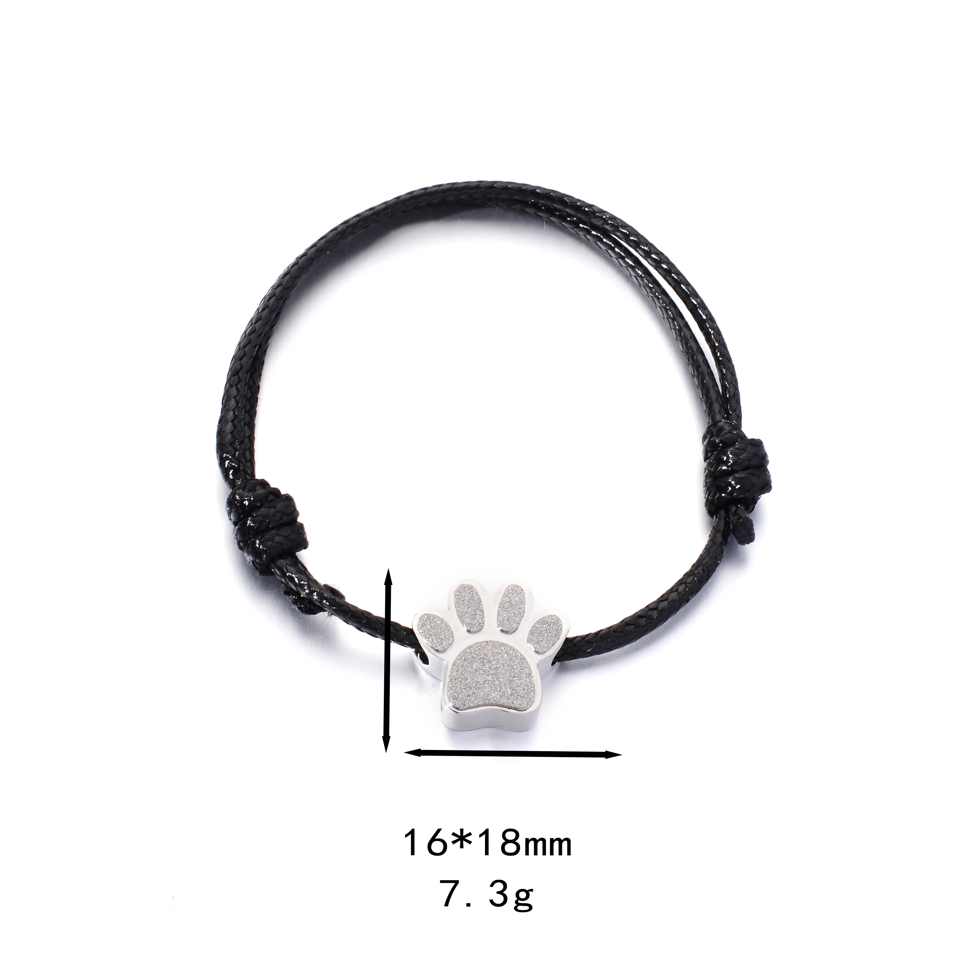 Paw Print Urn Bracelet Adjustable Length Stainless Steel Pendant for Cremation Memorial Pet/Family Ashes Jewelry Gift ﻿