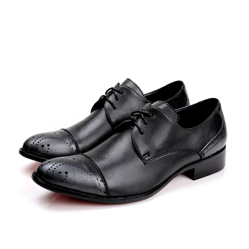 

Christia Bella Classic Black Genuine Leather Lace-up Men Business Office Shoes Large Size Men Formal Brogue Shoes Men Suit Shoes