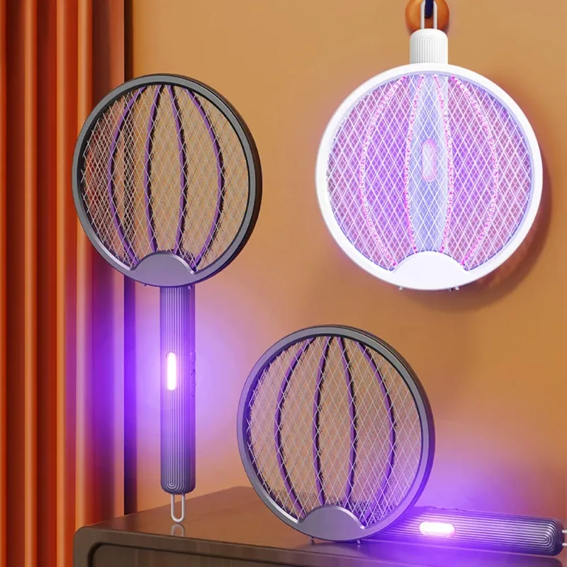 Four in one innovative foldable electric mosquito swatter, rechargeable light wave mosquito trap for household wall mounted use