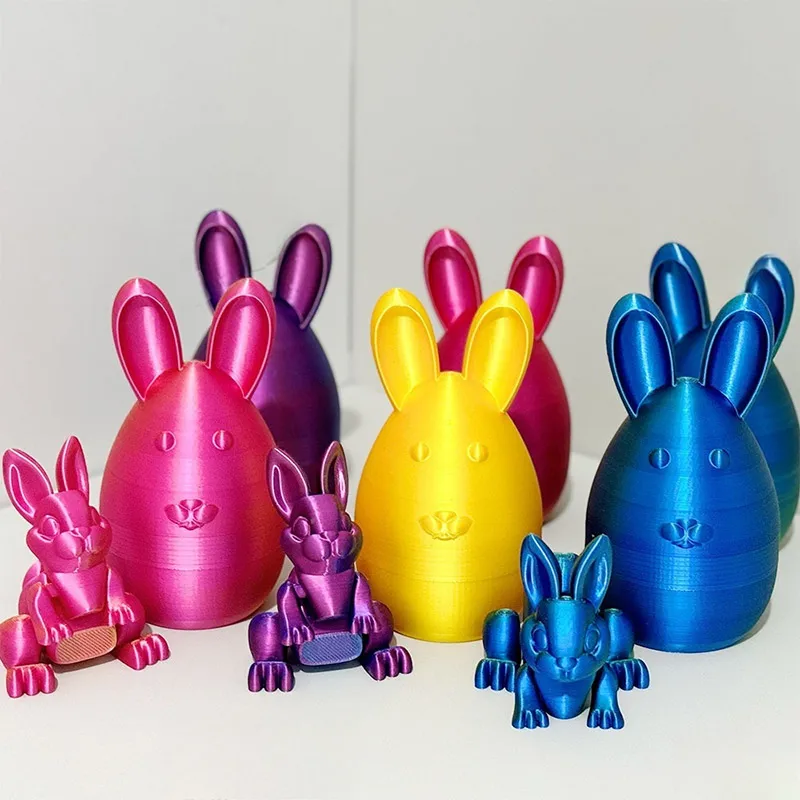 3D printed Easter rabbit egg set with movable joints personalized and cute Easter egg Home decorations Gifts for children