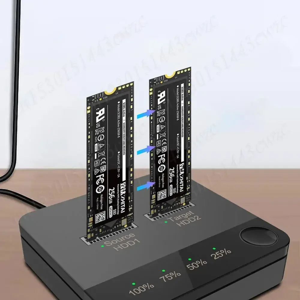 

M.2 SATA/NVMe Копировальный аппарат для жестких дисков с двумя отсеками и светодиодным индикатором Док-станция для жесткого диска M.2 SSD Дубликатор для чтения данных в магазине