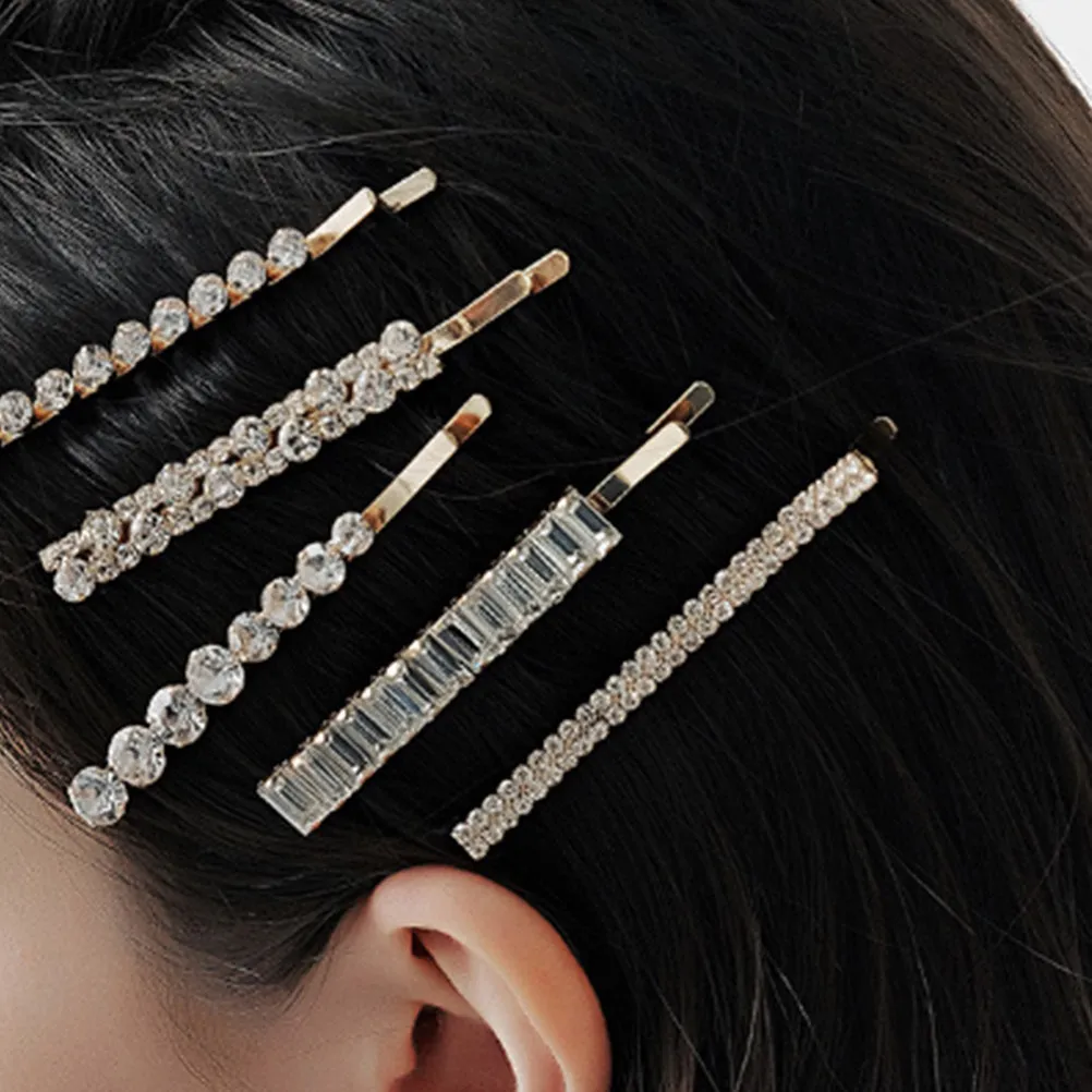 

5Pcs Rhinestone Hair Clips Crystal Barrettes Stylish Hairpins for Weddings Birthdays Festivals Elegant Sparkly Hair Accessories