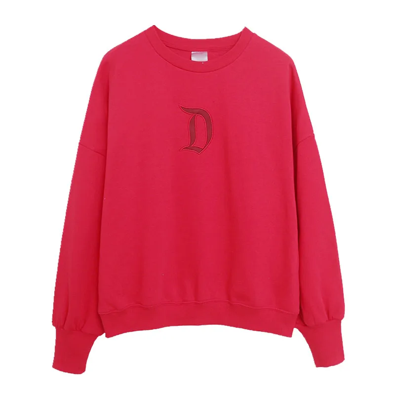 Disney Fleece Sweatshirt Disney World Disneyland Letter Embroidery O Neck Pullover Tops Long Sleeve Women Casual Loose Jumper