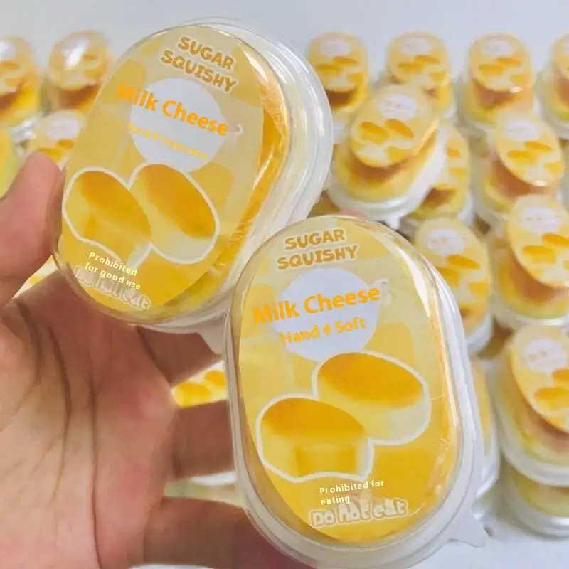 1Pcs Relieving Squeeze Decompression Slow Rebound Toy Sticky Cute Half Cooked Cheese Pressure Relief Soft  Fingertip Toys