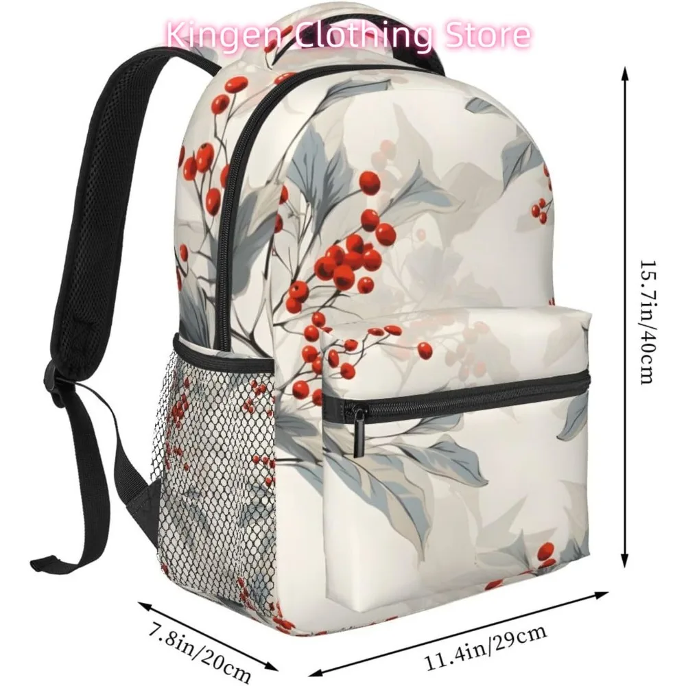 laptop bag back to school Winter Plant Fruit Lightweight Laptop Backpack Lightweight Multipurpose Travel Casual Daypack Unisex C