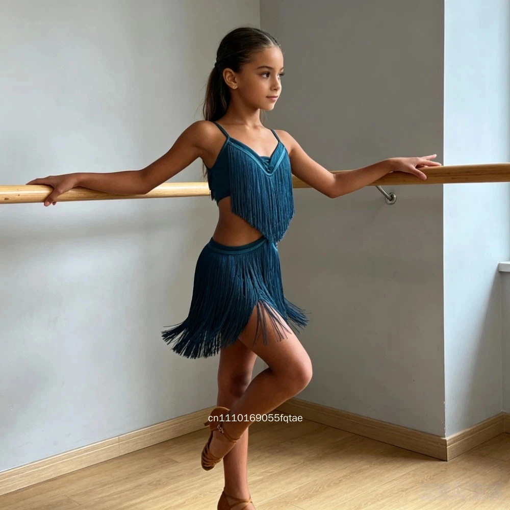 New Latin Dance Dress For Girls Sleeveless Tassel Skirt Latin Dance Outfit High Grade Practice Costume Stage Performance Wear - view 4