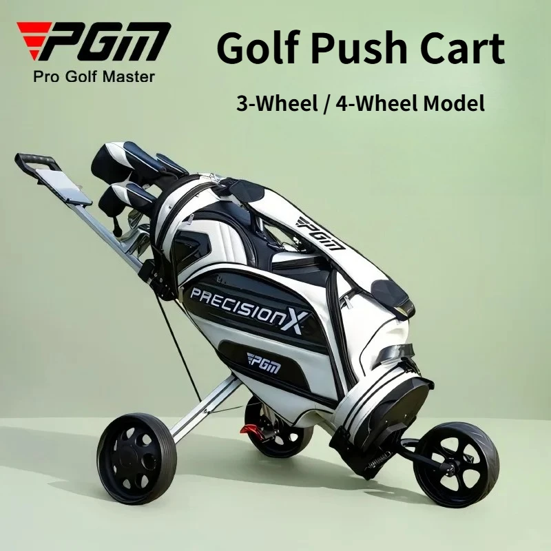 PGM Foldable Golf Trolley, Lightweight Aluminum Alloy Golf Pull Cart, Portable Golf Accessory for Driving Range and Course Use