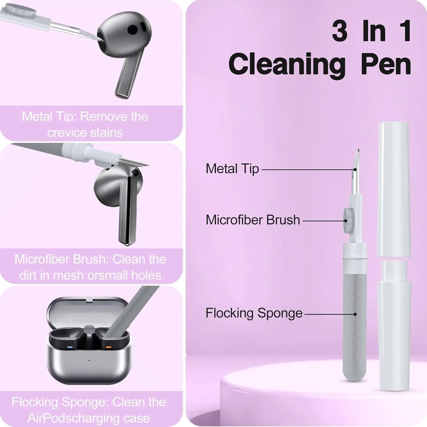 Funda transparente para Samsung Galaxy Buds 3/3Pro, funda protectora a prueba de golpes con bloqueo seguro y Kit de limpieza, mosquetón y cordón