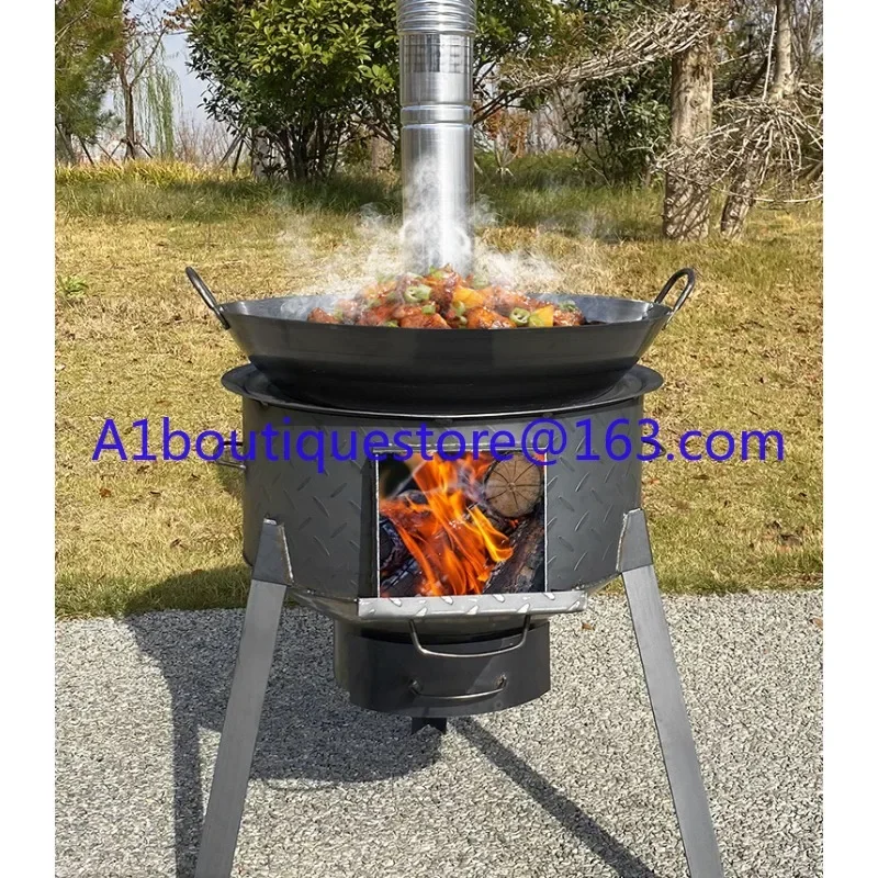 2024 new firewood stove household outdoor picnic stove ground pot large stove