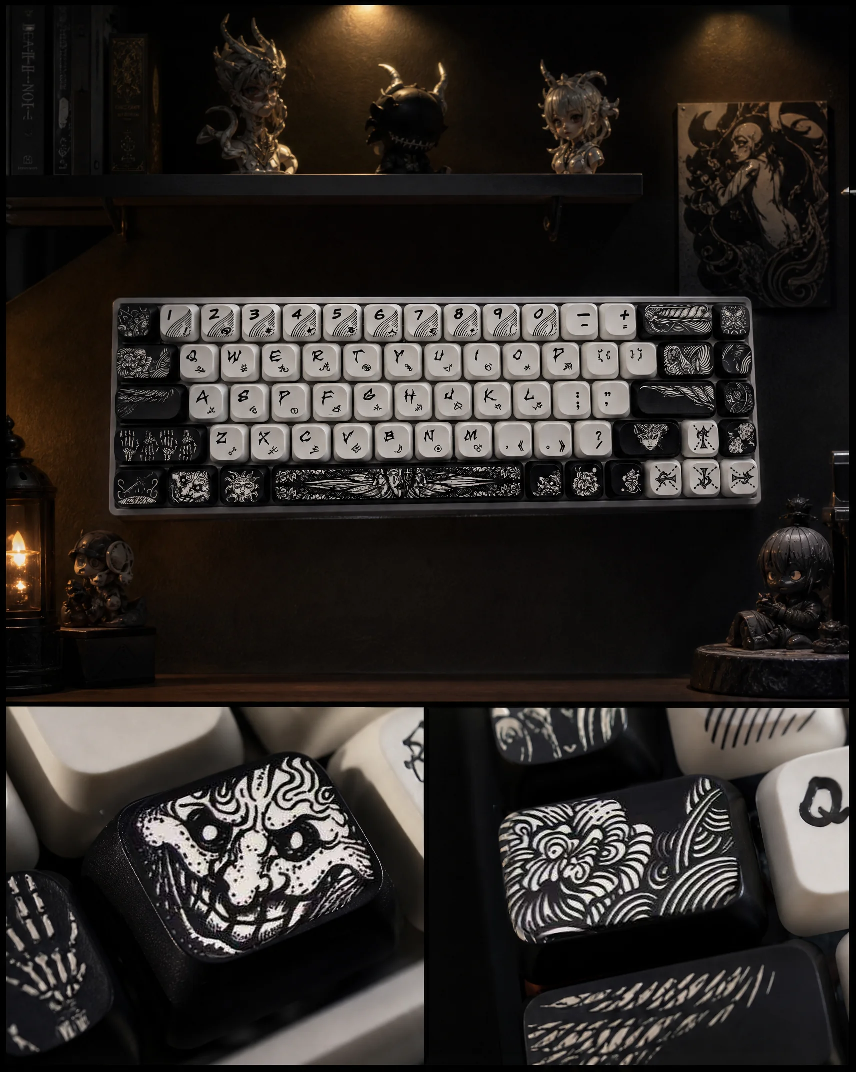 Low Axis Keyboardcaps Hooded Fallen Ange Keycpas PBT Game Mechanical Low Axis Key Cap  for 60 64 68 75 80 84 87 Nuphy Melgeek