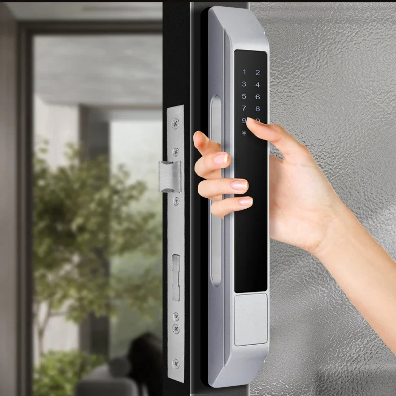 2024 latest design ultra-narrow  ultra-thin aluminum door sliding hook door automatic fingerprint digital code smart door lock