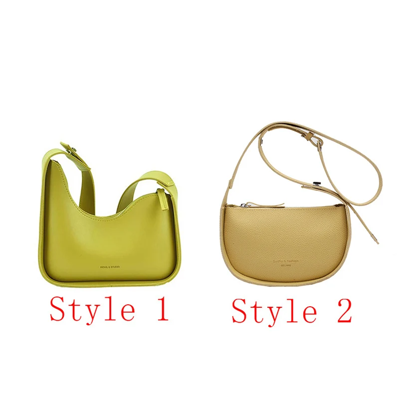Luxury Crossbody Bags For Women 2021 Leather Lemon Color Shoulder Bag Women Casual Satchels Wide Straps Fashion Bag Handbag