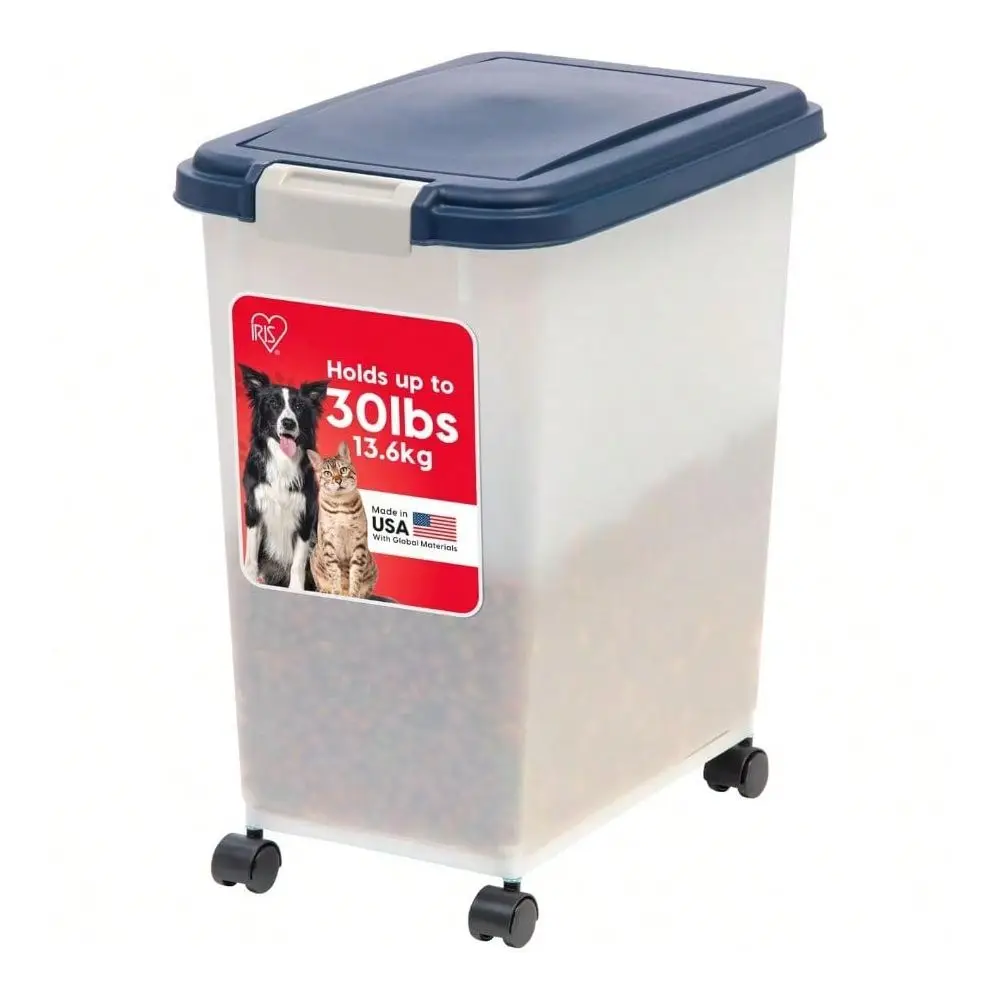 

Dog Food Storage Container, Up To 30 Lbs, Attachable Wheels, For Dog Cat Bird And Other Pet Food Storage Bin, Keep Fresh, Easy