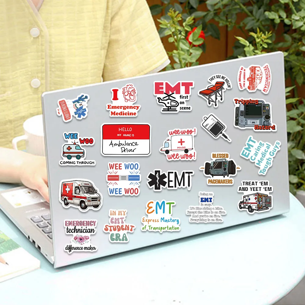 50PCS Cartoon Emergency Medical Technician Stickers Decals For iPad Laptop Luggage Fridge Scrapbook DIY Decorate Stickers