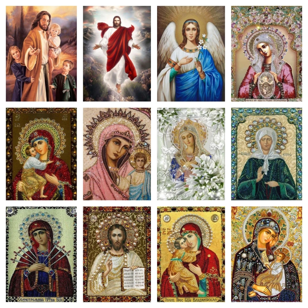 Religious Art Diamond Painting Colorful Classic Handmade Full Diamond Mosaic Embroidery Cross Stitch Kit Mural Decoration Gifts