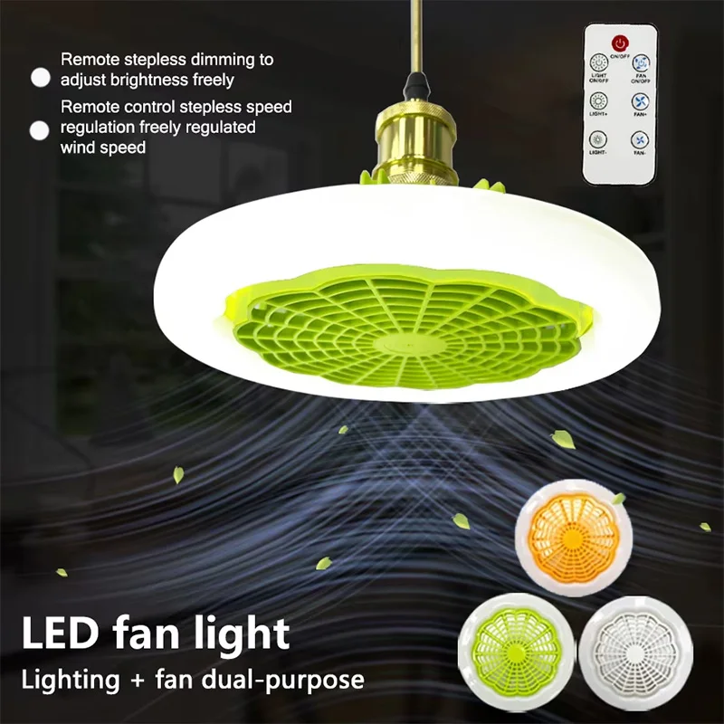 

Умный светодиодный потолочный вентилятор 30 Вт E27, лампа с дистанционным управлением и регулируемой яркостью, 85-265 В переменного тока для спальни, офиса, гаража, украшения дома