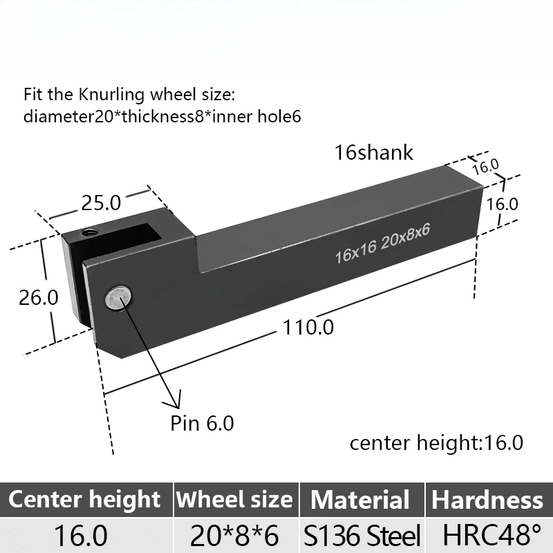 16*16mm 20*8*6 Single Wheel Knurling Holder  For CNC Lathe Machine