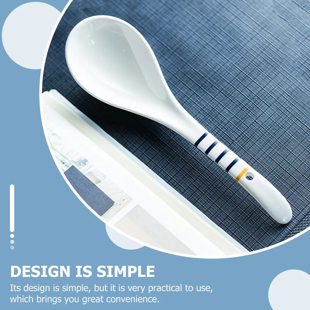 

4Pcs Large Ceramic Spoon Set for Soup Porridge Rice Kitchen Home Use Functional Elegant Design Dishwasher Safe Tableware Gift