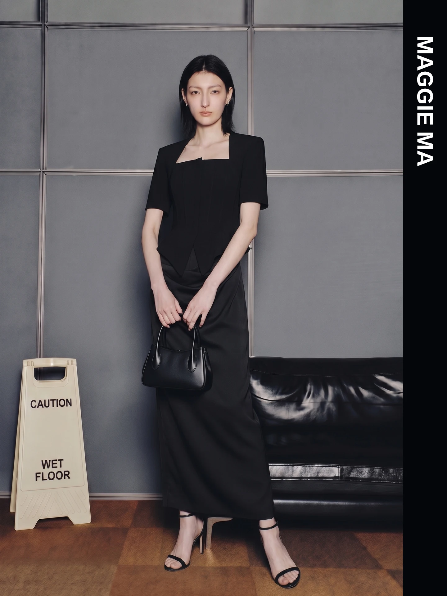 

Black Sculptural Waist Pleated Slim Fit Half-length Skirt Maggie Ma Polyester Fiber High Waist Frock Skirt Women's Dress