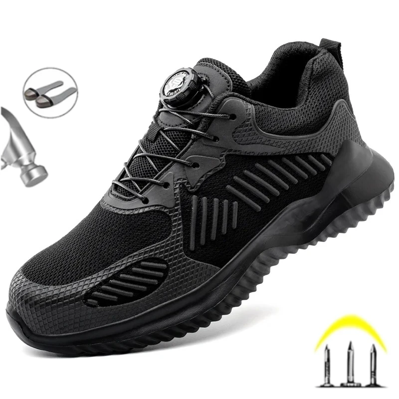 

Новые модные рабочие защитные кроссовки 2026 года для мужчин: удобные, с металлическим подноском, поворотной застежкой, защитой от проколов, мужская спецобувь