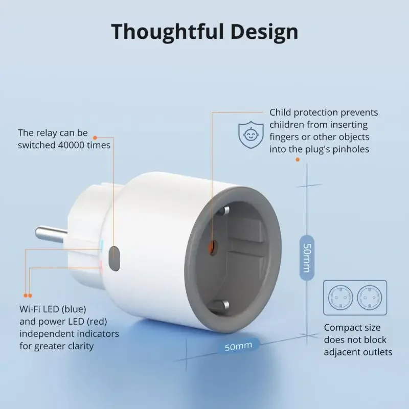 SONOFF S60 TPF EU Wifi Smart Plug Overload Protection Timer Smart Socket Power Monitor Outlet Voice Control Alexa Google Home