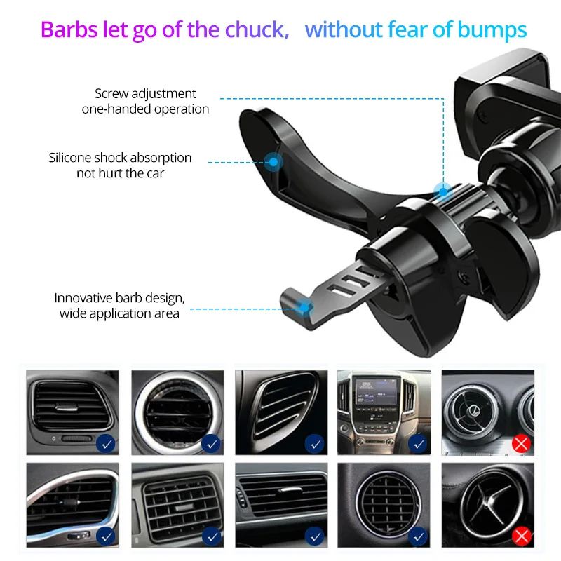 Universal Car Air Vent Clip Head Ball Car Phone Magnetic Holder Base Gravity Stand Accessories Phone Bracket Car Charger Holder