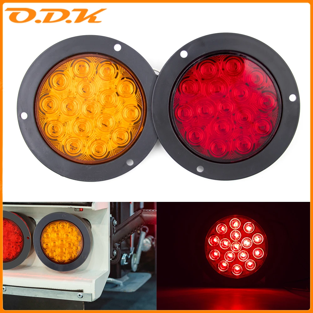 1 pc/2 sztuk 12 V 24 V 16 LED 4 "samochód okrągłe tylne światła tylne światło Turn Signal hamulec Stop tylne światło cofania przyczepa do ciężarówki ciężarówka