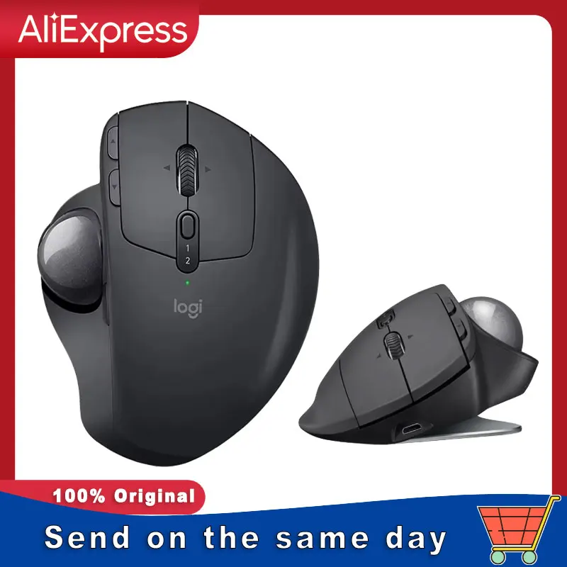 Logitech MX Ergo S Wireless Trackball Mouse Adjustable Ergonomic Design Rechargeable Bluetooth Mouse for Office Drawing Laptop