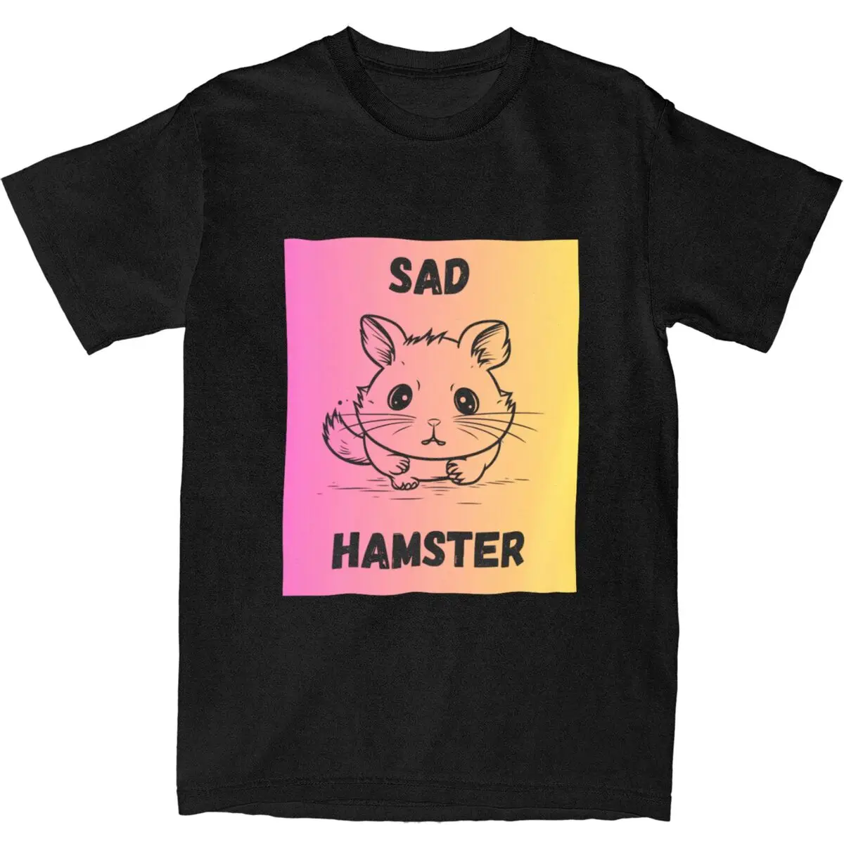 Man T Shirt Sad Hamster T-Shirts Popular hamster lover Summer Tee Shirt Vintage Casual 100% Cotton Clothes Gift