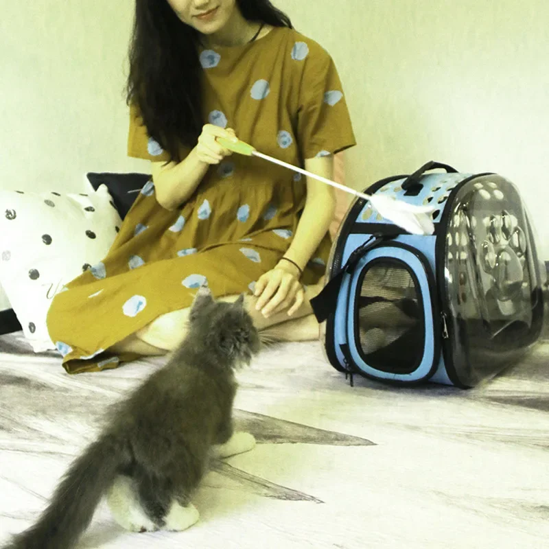 Foldable Transparent Cat Backpack Portable Space Handheld Pet Bag Large Capacity Dog  Cat Travel Pet Travel Gear