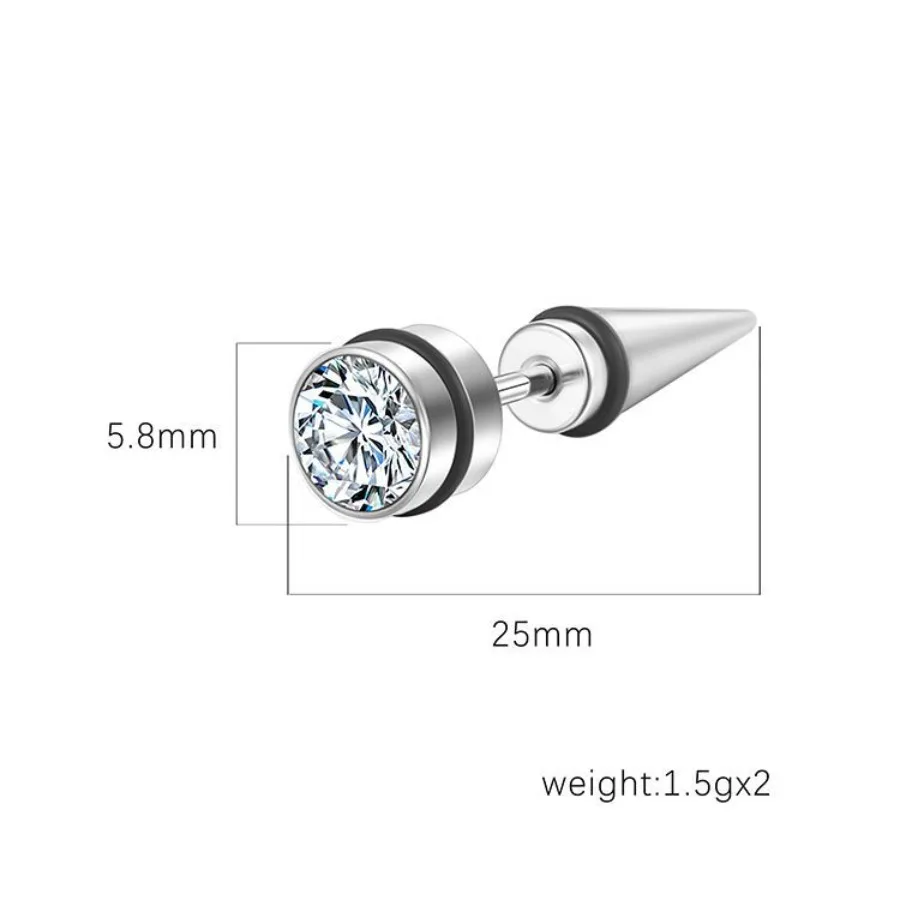Korean style punk simple diamond tapered stainless steel earrings trendy all-match fashion unisex earrings wholesale