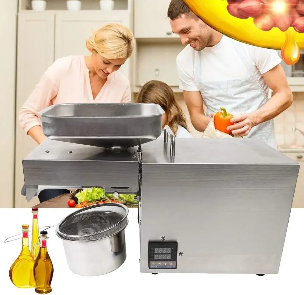 Press Machine, 1500W Electric Presser, Hot Cold Press Machine, Stainless Steel Oil Extractor, Intelligent Oil Temper