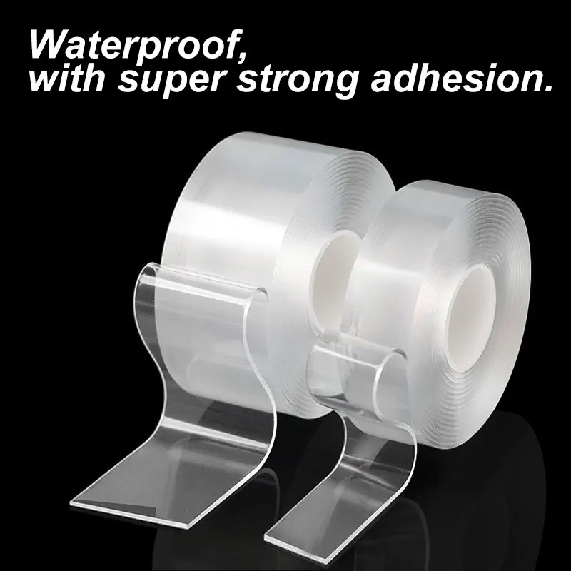 Nano Super Strong Double-Sided Tape - 1m/3m/5m/10m Sizes. Extra Adhesive, Non-slip, Waterproof, Transparent. Ideal for Kitchen &