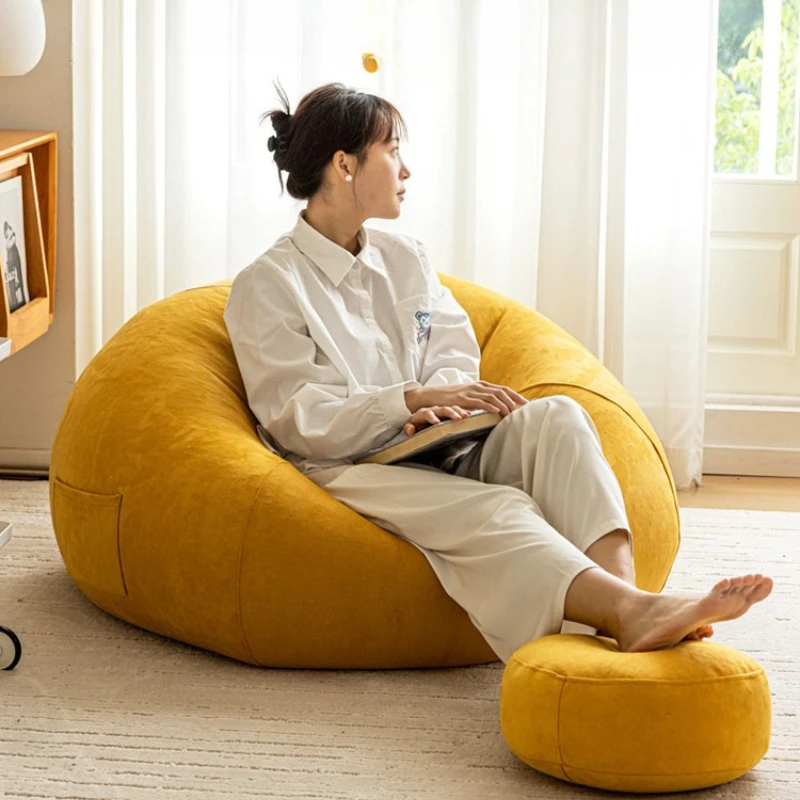 Sofás Bean Bag de Estilo Francés Simple con Relleno, Sofás Bean Bag de Diseño Interior, Sillón Reclinable, Muebles Inflables Acolchados Suaves