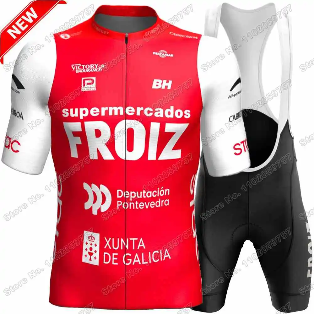 Maillot de Ciclismo Team G.D. Supermercados Froiz 2025,Ropa de ciclismo de verano para hombre,Gira por España Conjunto de manga corta,Traje de camisa de bicicleta de carretera,Culotte Ciclismo MTB Maillot