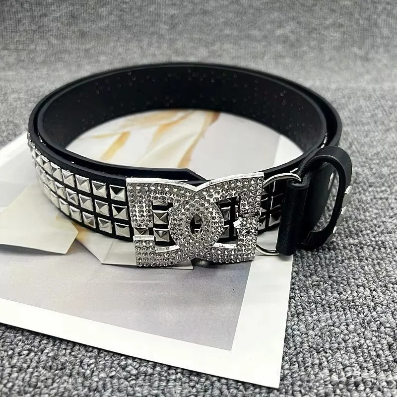 Y2K Luxury Hot Girl Women's Rhinestone Belt Unique punk Fashion Rivet Leather Belt Versatile Embedded Decorative Belt