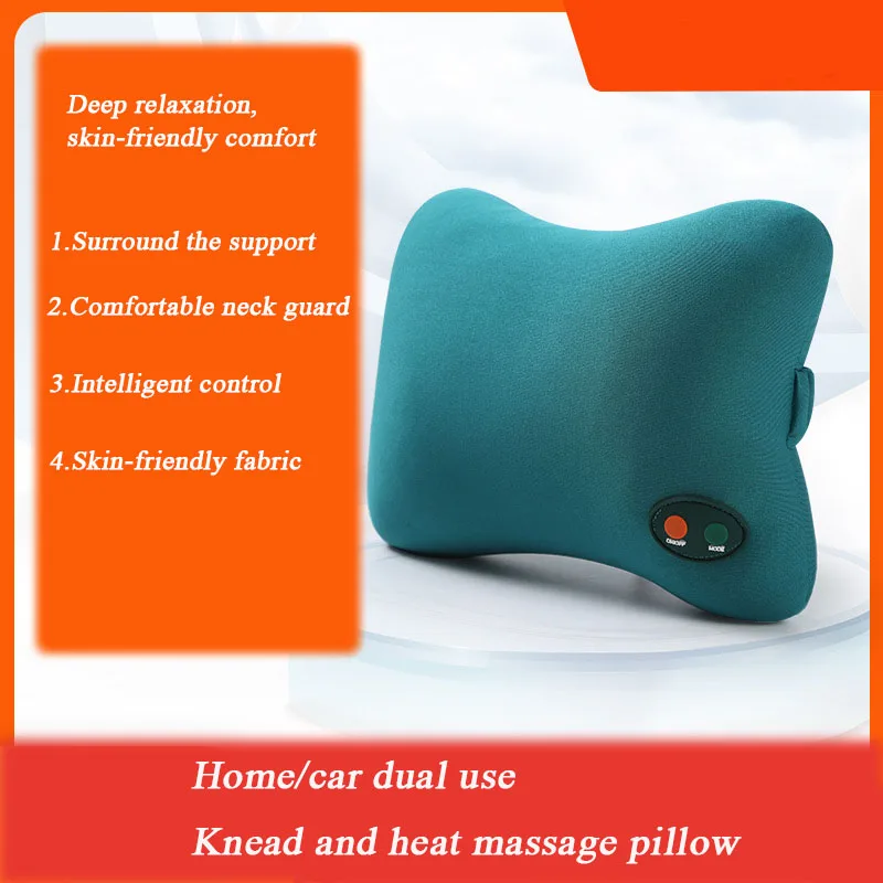 Electric Massage Pillow USB Wireless Remote Control Cervical Heating Kneading Therapy Shiatsu Massager for Electric Car or Home