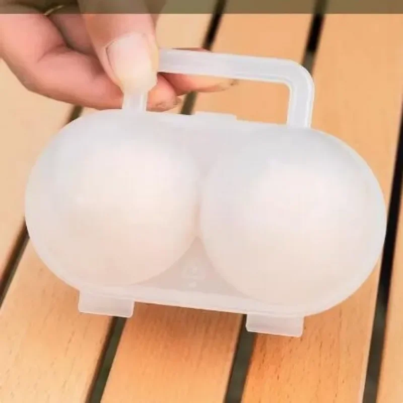 صندوق بيض محمول خارجي مكون من مقصورتين مقاوم للصدمات والسقوط وحامل بيض شفاف مضاد للسحق والنزهات والتخييم وصندوق البيض